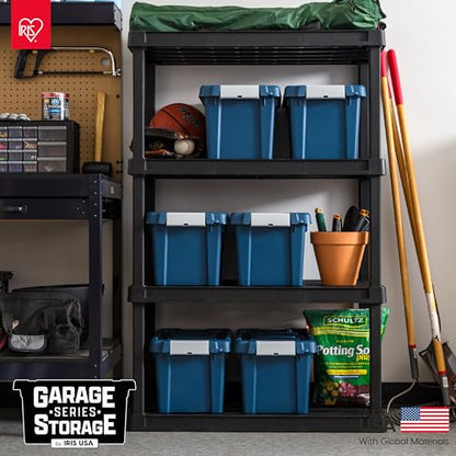 IRIS USA 6-Pack 5 Gal Heavy Duty Lockable Storage Totes with lids, Navy - color: Navy, size: 5 Gal - 6 Pack