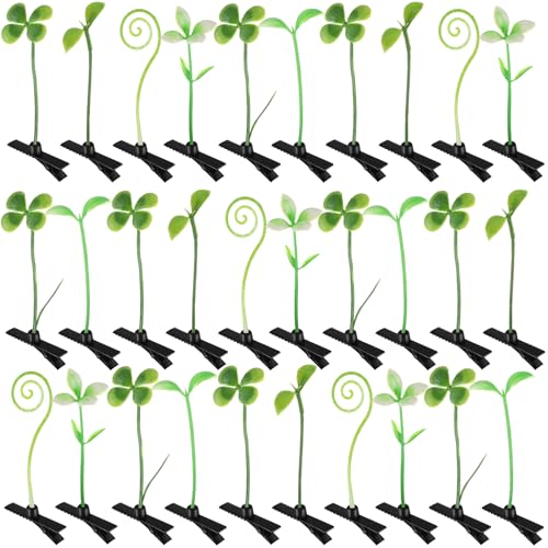 30 Pcs Bean Sprout Hair Clips Plant Styles,Greenery - style: Greenery