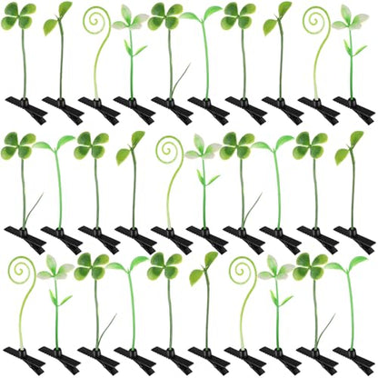 30 Pcs Bean Sprout Hair Clips Plant Styles,Greenery - style: Greenery