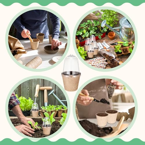 Baderke 120 Pcs Biodegradable Nursery Pots with 30 Humidity Dome and 30 Labels, 3.15" Plant Nursery Seed Starter Planter Biodegradable Peat Pots for Planting Seedlings, Vegetables (Round) - size: 3.15", style: Round