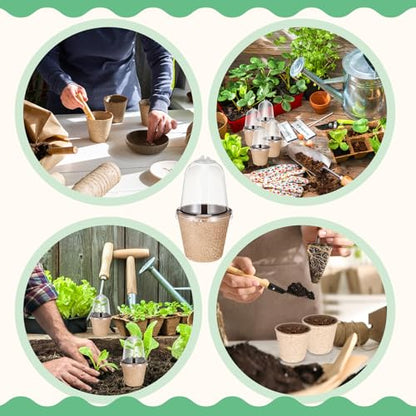 Baderke 120 Pcs Biodegradable Nursery Pots with 30 Humidity Dome and 30 Labels, 3.15" Plant Nursery Seed Starter Planter Biodegradable Peat Pots for Planting Seedlings, Vegetables (Round) - size: 3.15", style: Round