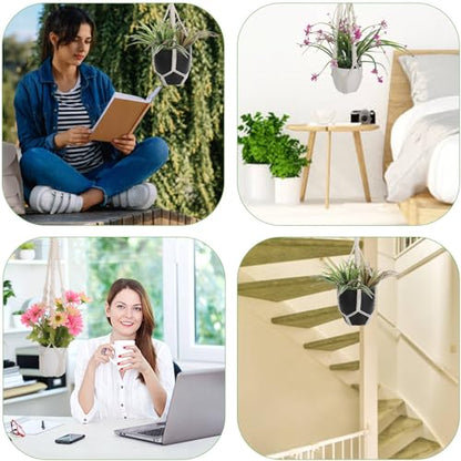 Handmade Macrame Plant Hangers, 2 Pack Hanging Planters Baskets