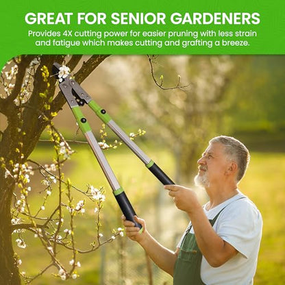 Garden Guru Extendable Anvil Lopper Tree Trimmer with Compound Action, Chops Thick Branches with Ease, 28-40”, Non-Stick High Carbon Steel Blade, Heavy Duty Branch Cutter, 2 Inch Clean Cut Capacity, 4 - size: 4 Pack, style: Extendable Anvil Lopper