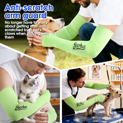 ANSI A5 Cut Resistant Arm Sleeves for Men Women - color: Green, size: Large