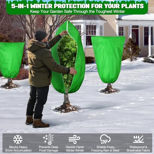 2pcs Reusable Winter Frost Plant Cover Freeze Protection, 47.2"x72" Large Frost Plant Cover for Winter Outdoor Plants,Frost Cloth Plants Jacket Drawstring Tree Cover for Outdoor Plants - size: 47.2"x72"