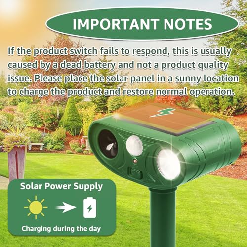 Solar Ultrasonic Animal Repellent Outdoor with Motion Sensor Strobe Light - color: 1PC white and Red lights flashing