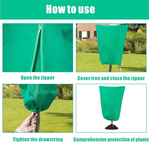 8 Pack Plant Covers Freeze Protection, 31.5"x47.2" with Zipper Drawstring - color: Green