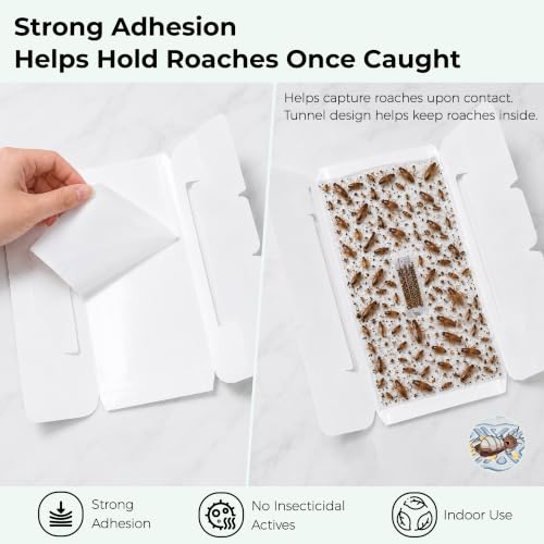 Cockroach Traps for Home – Non-Toxic Odorless Roach Glue Traps, Strong Sticky Multi-Entry Design for Kitchen, Cabinets & Bathroom, 10 Pack - size: 10 Pack