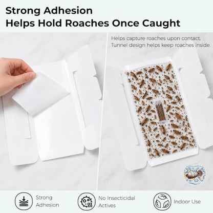 Cockroach Traps Indoor – Non-Toxic Odorless Roach Glue Traps, Heavy-Duty Sticky Traps for Home, Kitchen, Cabinets & Bathroom, 30 Pack - size: 30 Pack