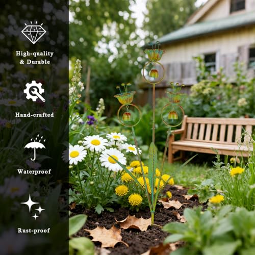 Calla Lily Decorative Garden Stake with Bells - color: Yellow