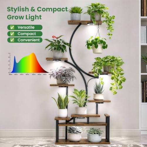 Kullsinss 3.5" Grow Lights for Indoor Plants, 36W Full Spectrum Plant Light - size: 6-Head/Black