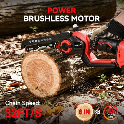 ONEVAN 4-in-1 Battery Pole Saw & Electric Pruning Shears 2x 3.0Ah Battery
