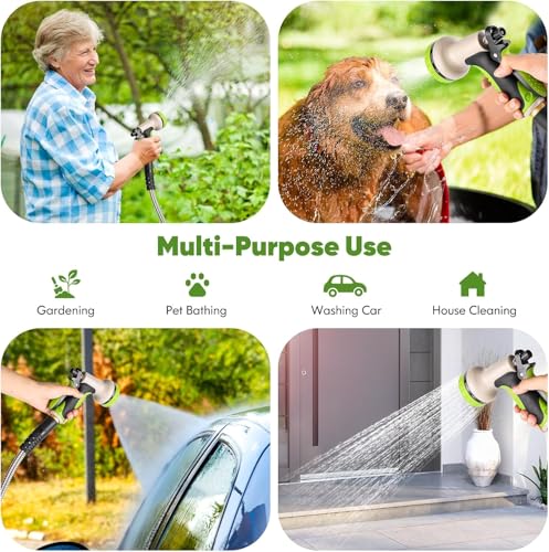 Unywarse Garden Hose 150FT Metal Water Hose with 10 Function Nozzle No-Kink - size: 150ft