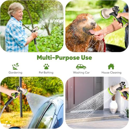 Unywarse Garden Hose 150FT Metal Water Hose with 10 Function Nozzle No-Kink - size: 150ft