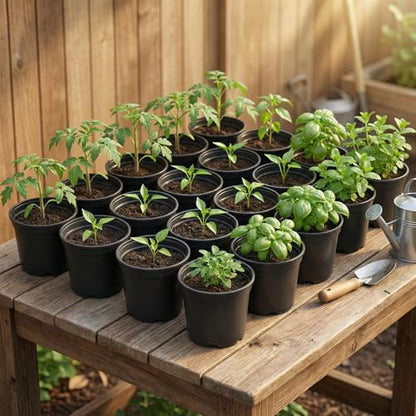 25 Packs Nursery Pots for Plants 4 Inch Seedling Pots with Drainage Holes - size: 4 Inch