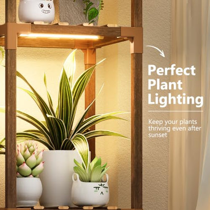 Uneedem Plant Stand Indoor Outdoor, 10 Tiered Plant Shelf Wood Plant Rack