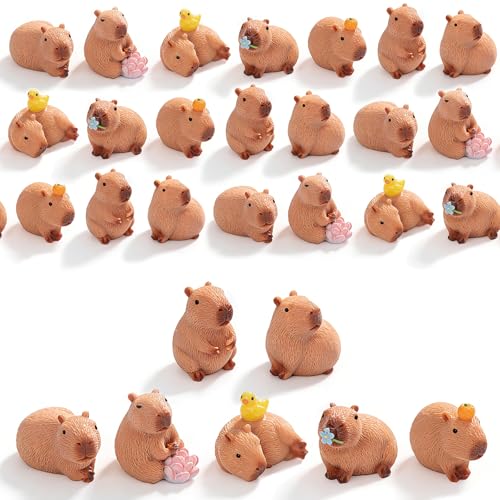 shixinhui 35Pcs Mini Resin Capybara Figures, Tiny Animal Figurines to Hide - color: Classic Capybara 35pcs