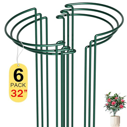 6 Pack Peony Cages and Supports, 14" (W) x 32"(H) Plant Support, Rust-Proof Metal Plant Support Stakes for Outdoor&Indoor Plants