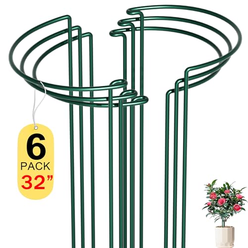 6 Pack Peony Cages and Supports, 14" (W) x 32"(H) Plant Support, Rust-Proof Metal Plant Support Stakes for Outdoor&Indoor Plants