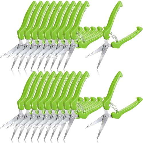 Lasnten 20 Pcs Pruning Shears 7.2" Bud Trimming Scissors, Green - color: Green