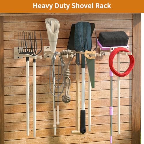 lukar 4 PCS Wall Mounted Shovel Rack with Non-slip Design