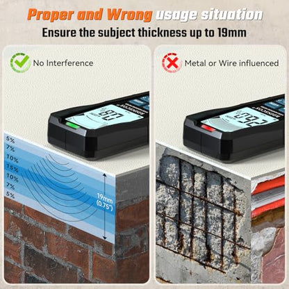 Pinless Moisture Meter for Drywall & Concrete, Black - color: Black