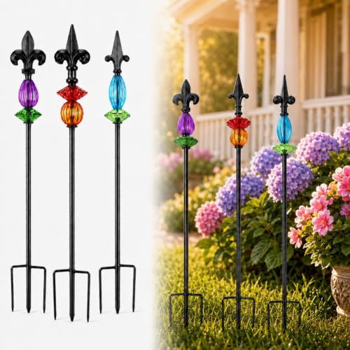 Tandefio 3 Pcs Decorative Garden Stakes Outdoor Metal 25" H Yard Decor