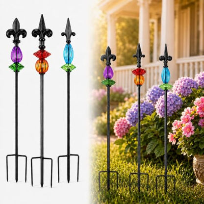 Tandefio 3 Pcs Decorative Garden Stakes Outdoor Metal 25" H Yard Decor