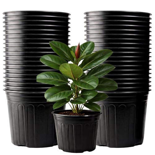 50 Pack 5 Gallon Flexible Plant Nursery Pots for Plants with Drainage Holes - size: 5 Gallon