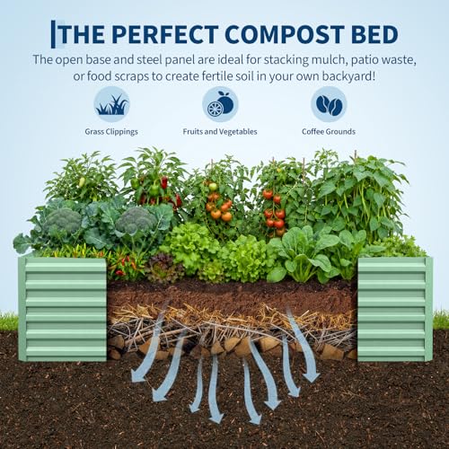 Garvee 2PCS 8x4x2ft Galvanized Raised Garden Bed, Outdoor Planter Box - color: Green-rect., size: 8x4x2ft 2pcs