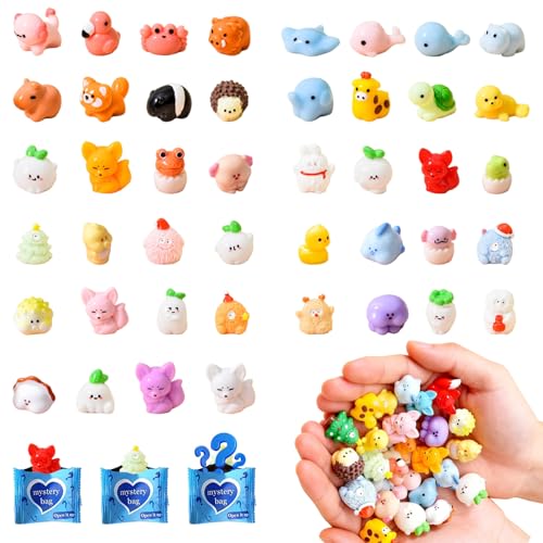 Mini Glow In The Dark Animal Resin Models, Resin Animals Mystery Bags, Individually Wrapped Blind Bags Tiny Animal Figurines, Collectible Mini Animals For Fairy Garden, DIY Crafts (50, B-Animal) - color: B-animal