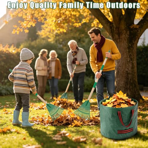 34" Kids Adjustable Leaf Rake Set 7 Pack with 2 Aprons & Leaf Bag - size: 7pcs
