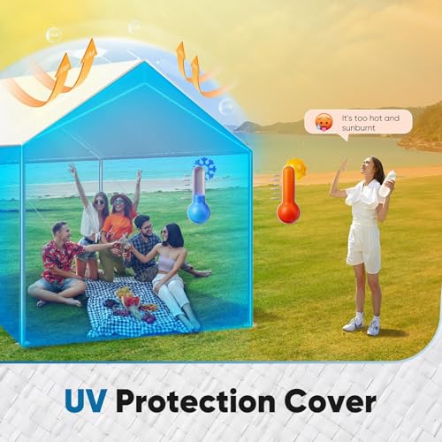 Quictent 10x20 ft Carport Replacement Tarp Canopy Top Cover with Bungee Balls - color: White