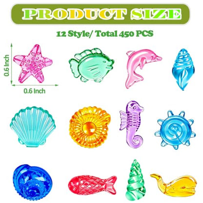450 PCS Seashells Ocean Sensory Bin Filler, Mini Resin Animal Figures - style: Tiny Seashells(450 Pieces)
