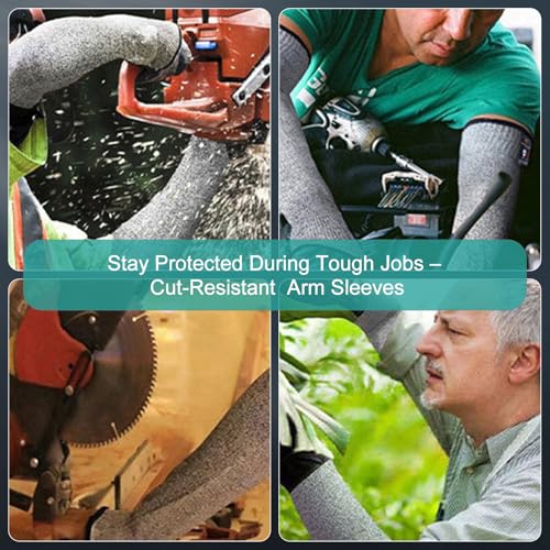 Cut Resistant Farmers Sleeves with Thumb Hole - Arm Protectors for Thin Skin and Bruising, Suitable for Gardening, Welding - color: Grey