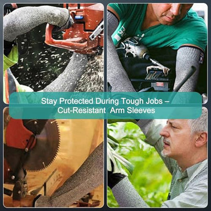 Cut Resistant Farmers Sleeves with Thumb Hole - Arm Protectors for Thin Skin and Bruising, Suitable for Gardening, Welding - color: Grey