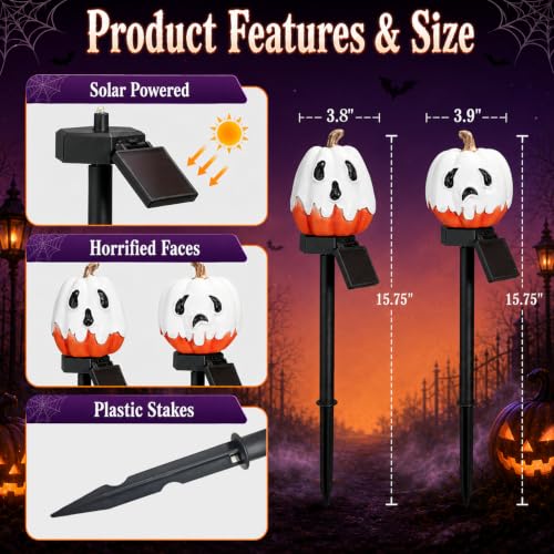 twinbling Solar Pumpkin Lights Outdoor Halloween Pumpkin Solar Lights - color: C-Orange