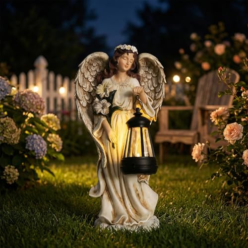 Garden Angel Statue, Solar Garden Angel Statues for Outside with Lantern - color: Lantern