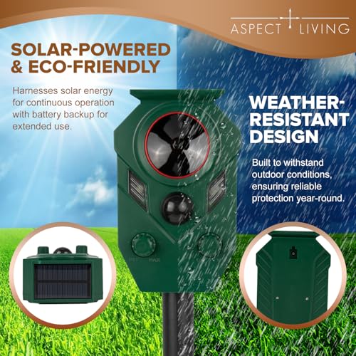 Solar Ultrasonic Animal Repeller Outdoor, Motion Sensor