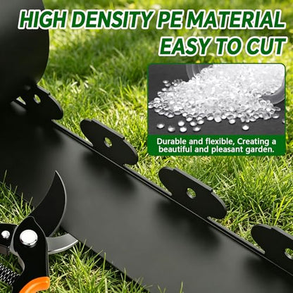 Garden Edging Border, 4In x 66 FT Landscape Edging with 100 Spikes, Black - size: 4 Inch x 66ft-Black