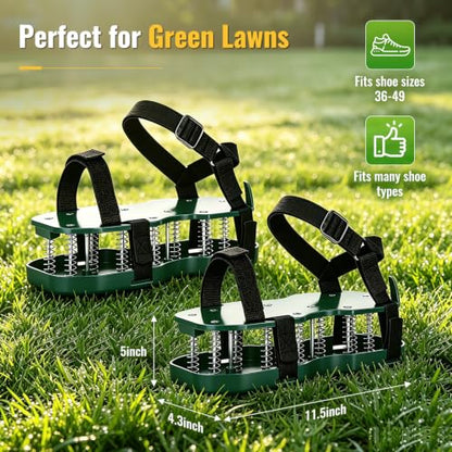 Lawn Aerator Shoes, Adjustable Strap, Double Layer Spiked Sole, Spring Base, Soil Yard Aerator Tool for Aerating Patio Garden
