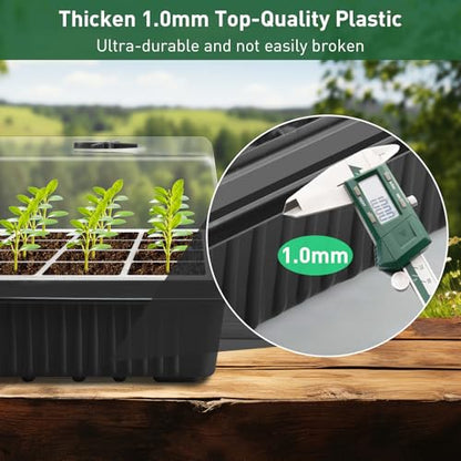 YAUNGEL XL Seed Starter Tray, 160 Cells, 4-Pack with Humidity Domes, Black - color: Black