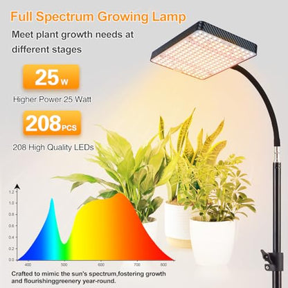 Full-Spectrum Grow Light with Stepless Stand for Indoor Growing - size: 1-Head-Stepless