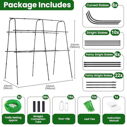 63x63 Cucumber Trellis for Raised Garden Bed, Black - size: 63" x 16" x 63"