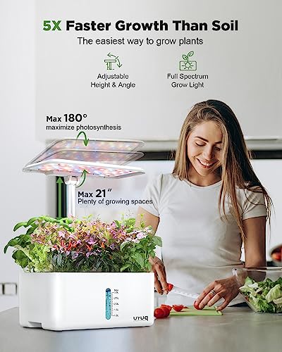 URUQ 8 Pods Hydroponics Growing System with LED Grow Light - White - color: White