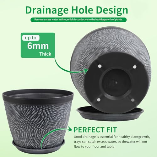 Quarut Large Planter Pot, Plastic Flower Pots with Drainage Hole & Saucer - color: Gray, size: 15 Inch