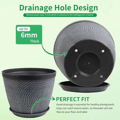 Quarut Large Planter Pot, Plastic Flower Pots with Drainage Hole & Saucer - color: Gray, size: 15 Inch