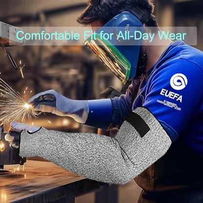 Cut Resistant Farmers Sleeves with Thumb Hole - Arm Protectors for Thin Skin and Bruising, Suitable for Gardening, Welding - color: Grey