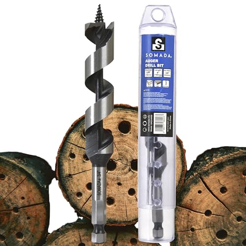 SOMADA 3/4" x 6" Auger Drill Bit for Wood, Ship Auger Hex Shank - size: 3/4"x6" Silver
