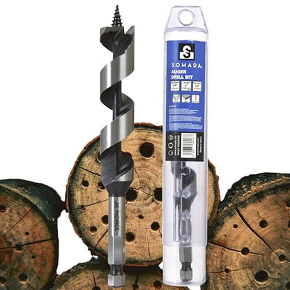 SOMADA 3/4" x 6" Auger Drill Bit for Wood, Ship Auger Hex Shank - size: 3/4"x6" Silver